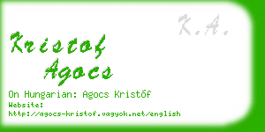 kristof agocs business card